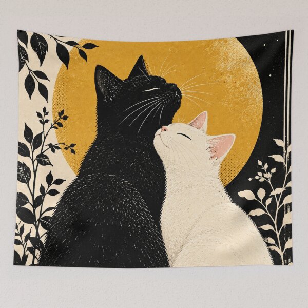 Item preview, Yin Yang Cats | Black and White Love, Harmony Art designed and sold by AbstractAuraArt.