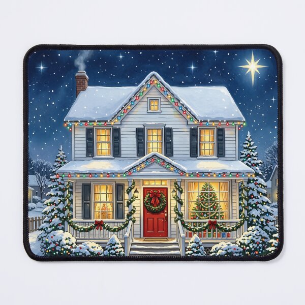 Item preview, Nostalgic Christmas House Under Bright Christmas Star designed and sold by Sybille-Yates.