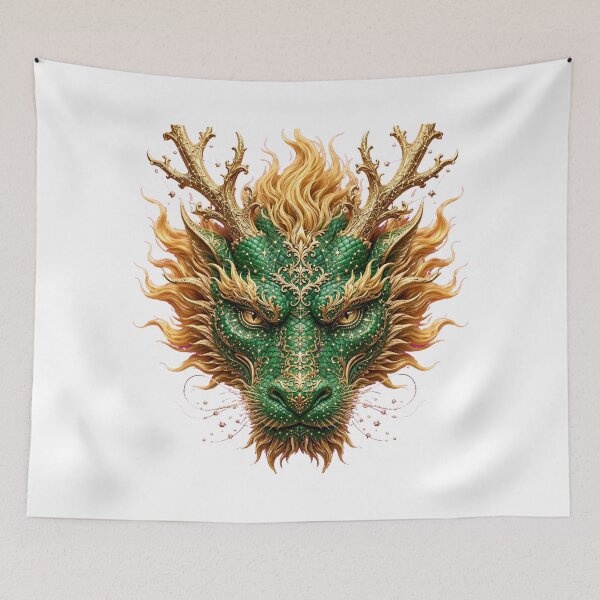 Item preview, Emerald Celestial Dragon Emperor of Stars Fantasy Epic Art designed and sold by  One City Two Children Studio.