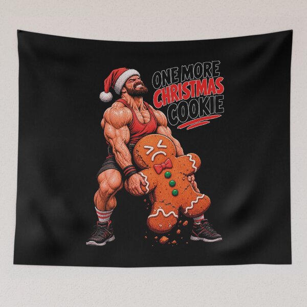 Item preview, One More Christmas Cookie Funny Bodybuilding Gym Santa designed and sold by CrazySzoopWorld.