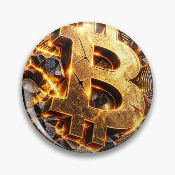 Item preview, Golden Bitcoin breaks through wall designed and sold by Pink Merch Fox.