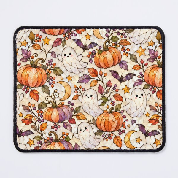 Item preview, Cute Ghost orange Pumpkin Stained Glass Halloween Pattern designed and sold by Creativveworrld03.