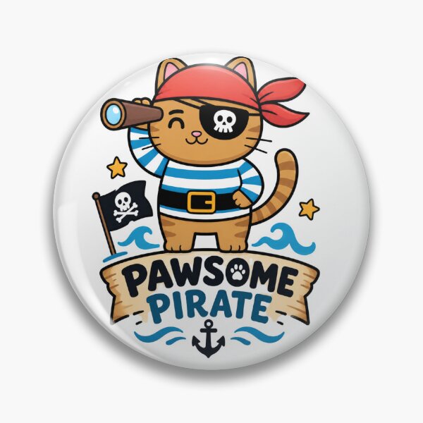 Item preview, Pawsome Pirate Cat – Cute Pirate Cat with Spyglass designed and sold by Mellow paws Designs.