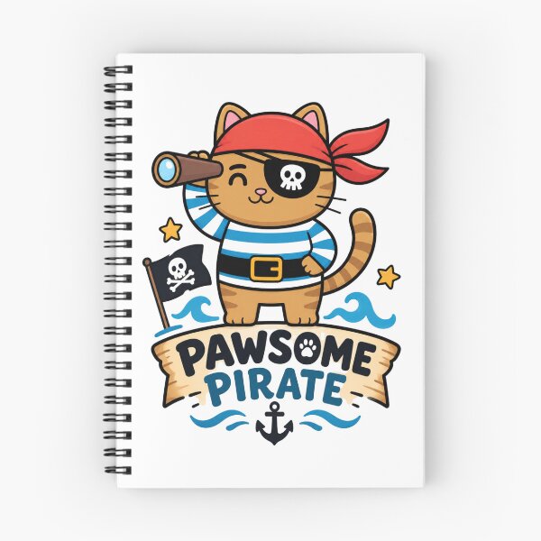 Item preview, Pawsome Pirate Cat – Cute Pirate Cat with Spyglass designed and sold by Mellow paws Designs.