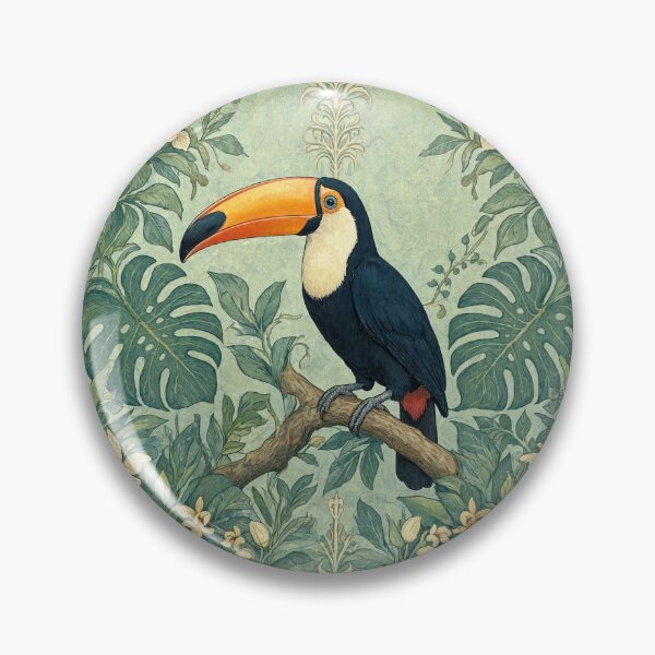 Item preview, Toucan bird Fresco beautiful pattern ornate art after William Morris vintage design beautiful tropical animal series designed and sold by Vintage Designs +.