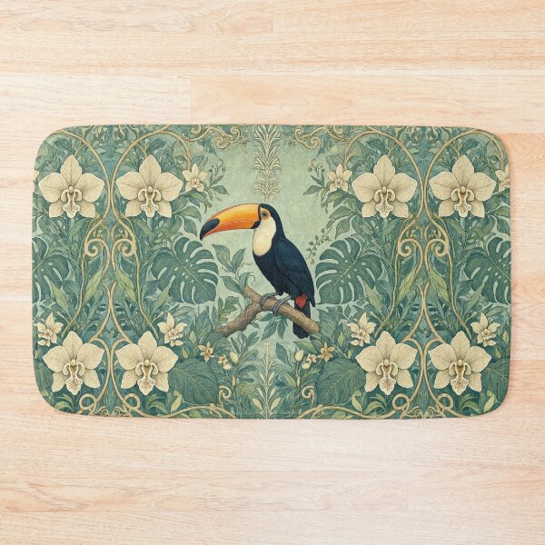 Item preview, Toucan bird Fresco beautiful pattern ornate art after William Morris vintage design beautiful tropical animal series designed and sold by Vintage Designs +.