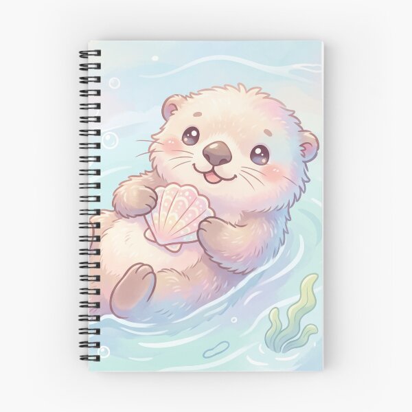Item preview, Cute Sea Otter Holding a Sea Shell | Whimsical Kawaii Illustration designed and sold by Moonlily Tavern.