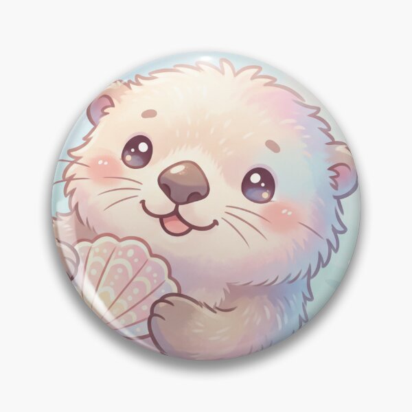 Item preview, Cute Sea Otter Holding a Sea Shell | Whimsical Kawaii Illustration designed and sold by Moonlily Tavern.
