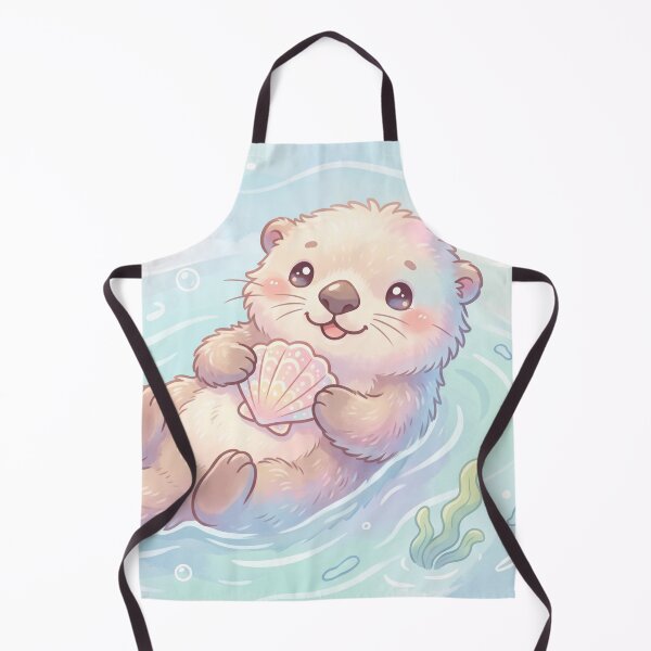 Item preview, Cute Sea Otter Holding a Sea Shell | Whimsical Kawaii Illustration designed and sold by Moonlily Tavern.