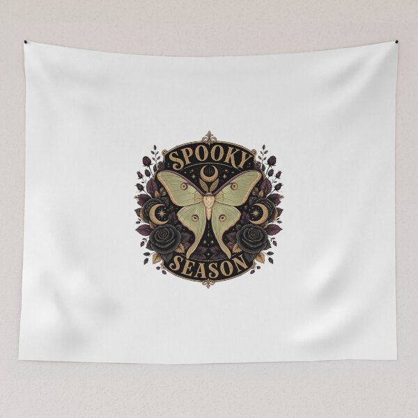 Item preview, Spooky Season Vintage Lunar Moth And Dark Florals Art designed and sold by Créative touche .