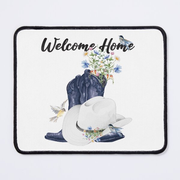 Item preview, Welcome Home with Cowboy Boots/Hat, Wildflowers & Birds designed and sold by JeweledDesigns.
