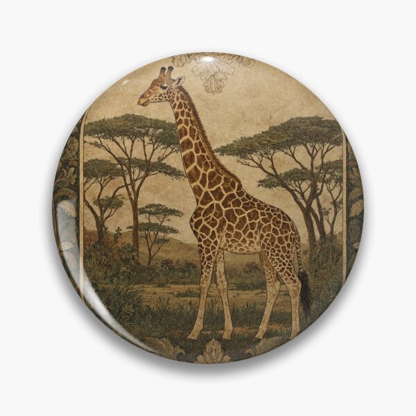 Item preview, African Giraffe Fresco beautiful pattern ornate art after William Morris vintage design beautiful tropical animal series designed and sold by Vintage Designs +.