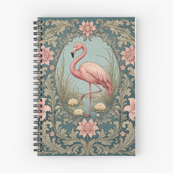 Item preview, Flamingo Fresco beautiful pattern ornate art after William Morris vintage design beautiful tropical animal series designed and sold by Vintage Designs +.