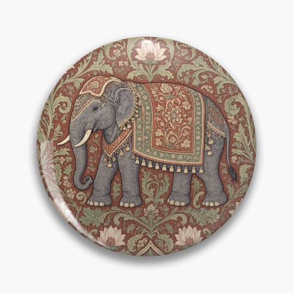 Item preview, Indian Elephant Fresco beautiful pattern ornate art after William Morris vintage design beautiful tropical animal series designed and sold by Vintage Designs +.