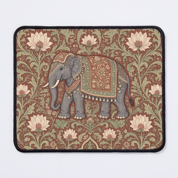 Item preview, Indian Elephant Fresco beautiful pattern ornate art after William Morris vintage design beautiful tropical animal series designed and sold by Vintage Designs +.
