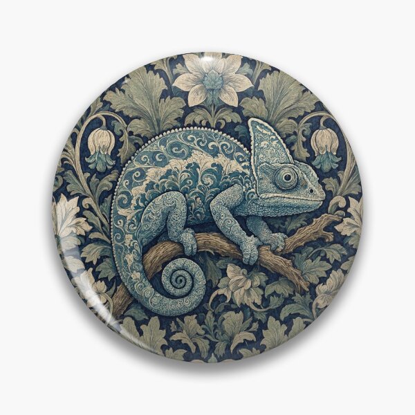 Item preview, Chameleon  lizard Fresco beautiful pattern ornate art after William Morris vintage design beautiful tropical animal series designed and sold by Vintage Designs +.