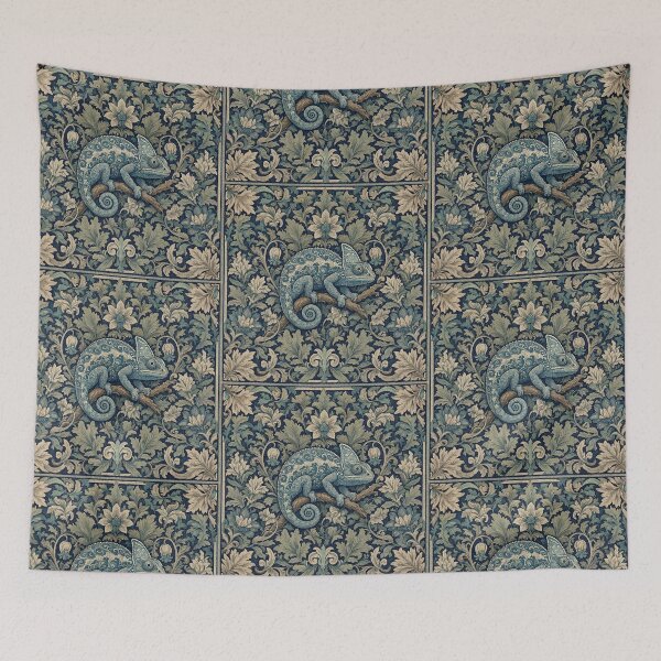 Item preview, Chameleon  lizard Fresco beautiful pattern ornate art after William Morris vintage design beautiful tropical animal series designed and sold by Vintage Designs +.
