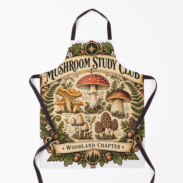 Item preview, Vintage Mushroom Study Club Badge designed and sold by MysticCanvasAi.
