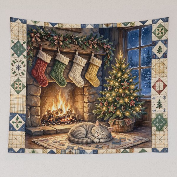 Item preview, Christmas Stockings by the Fireplace Throw Blanket designed and sold by Bluntees .