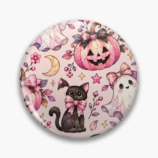 Item preview, Kawaii Pink Halloween Stained Glass Pattern designed and sold by Creativveworrld03.