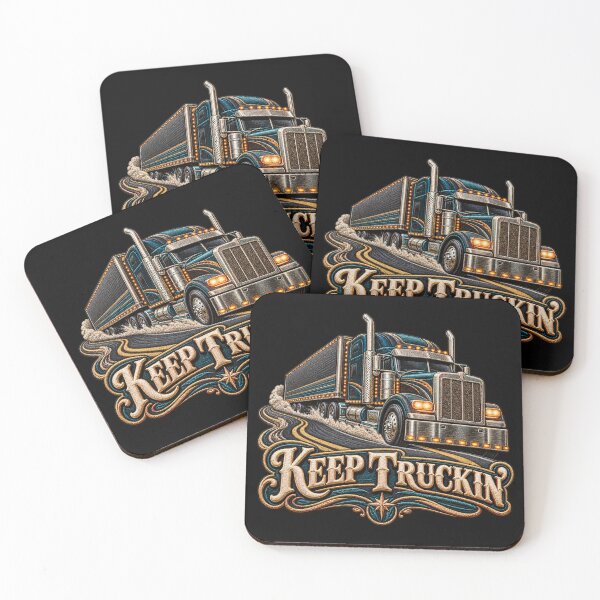 Item preview, Keep Truckin’ Semi Truck – Embroidered Big Rig Trucker Design designed and sold by Emoji Emblems.