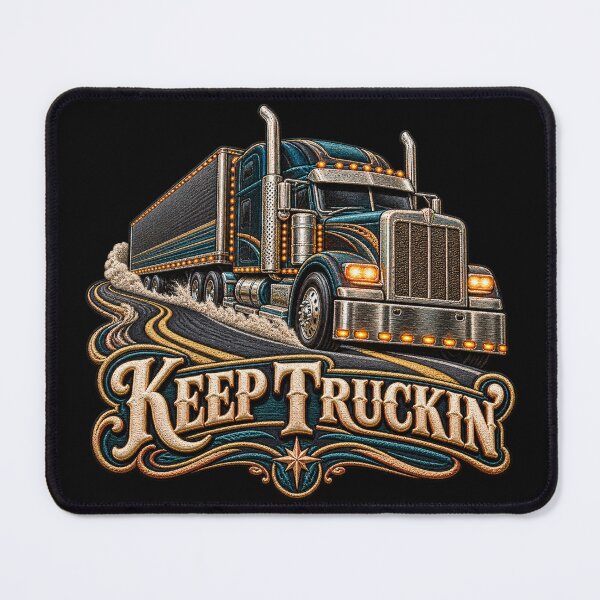 Item preview, Keep Truckin’ Semi Truck – Embroidered Big Rig Trucker Design designed and sold by Emoji Emblems.