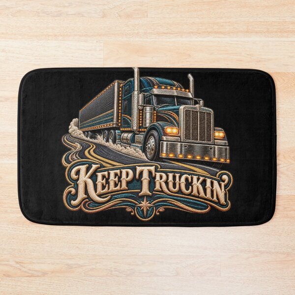 Item preview, Keep Truckin’ Semi Truck – Embroidered Big Rig Trucker Design designed and sold by Emoji Emblems.
