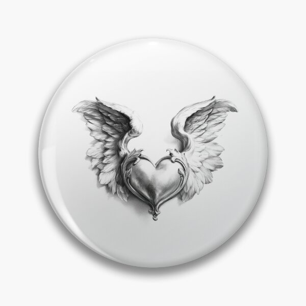 Item preview, Winged Heart – Detailed Pencil Sketch Art designed and sold by Audra-studio.