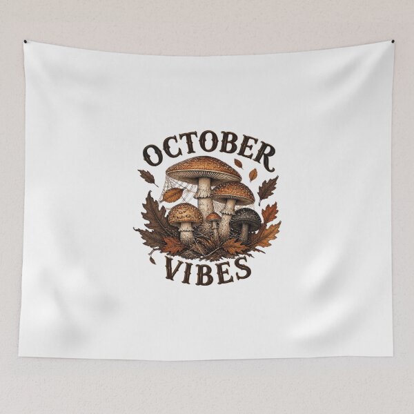 Item preview, October Vibes Vintage Autumn Mushrooms And Spiderwebs Art designed and sold by Créative touche .