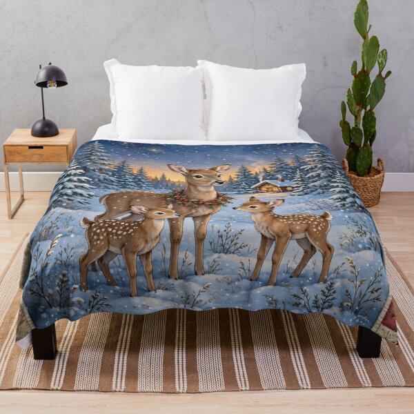Item preview, Deer Family Christmas Throw Blanket designed and sold by Bluntees .
