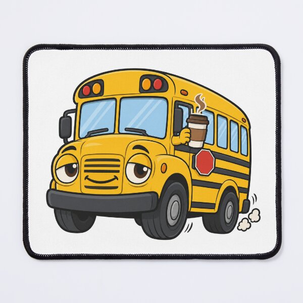 Item preview, Sleepy Yellow School Bus Holding a Morning Coffee designed and sold by eignvalue.
