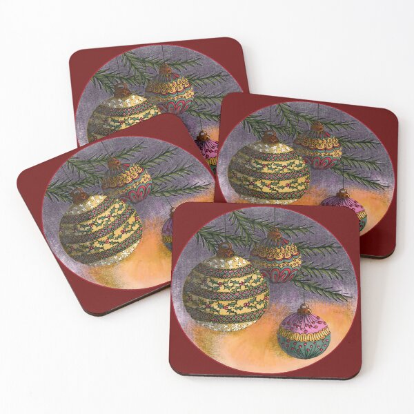 Item preview, Vintage Christmas Baubles Under Fir Boughs designed and sold by SusanAlisonArt.