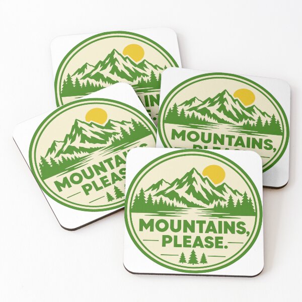 Item preview, Mountains Please – Outdoor Adventure Badge designed and sold by PIXEL POP DESIGNS - Beyond the Norm!.