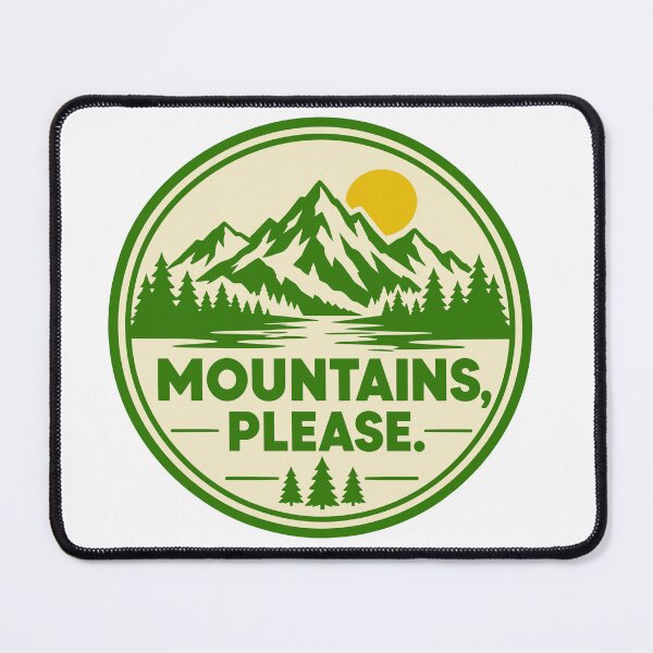 Item preview, Mountains Please – Outdoor Adventure Badge designed and sold by PIXEL POP DESIGNS - Beyond the Norm!.