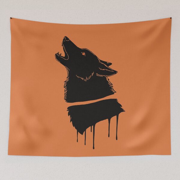 Item preview, Howling Wolf Ink Drip Silhouette designed and sold by cabana.space.