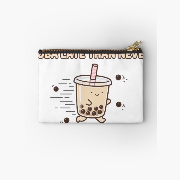 Item preview, Funny Chibi Boba Tea Cup Running Boba Late Than Never Sticker designed and sold by xiaoxiaochibi.