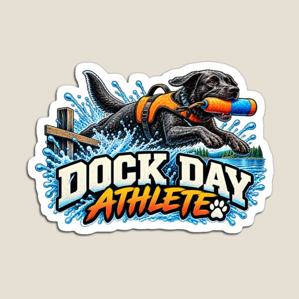 Item preview, Dock Day Athlete – Black Lab Dock Diving Dog Sticker designed and sold by Dabsky.