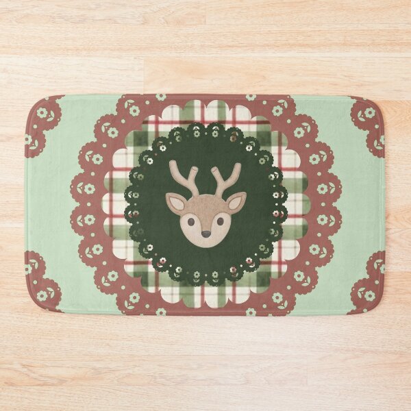 Item preview, Cozy Christmas Reindeer & Tartan Plaid Vintage Holiday Ornament Art designed and sold by Liberarteprint.