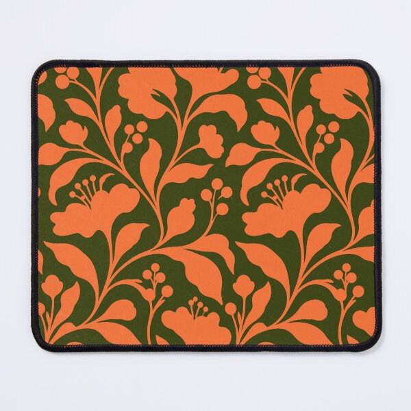 Item preview, 70s Orange Floral Boho Botanical Pattern designed and sold by trajeado14.