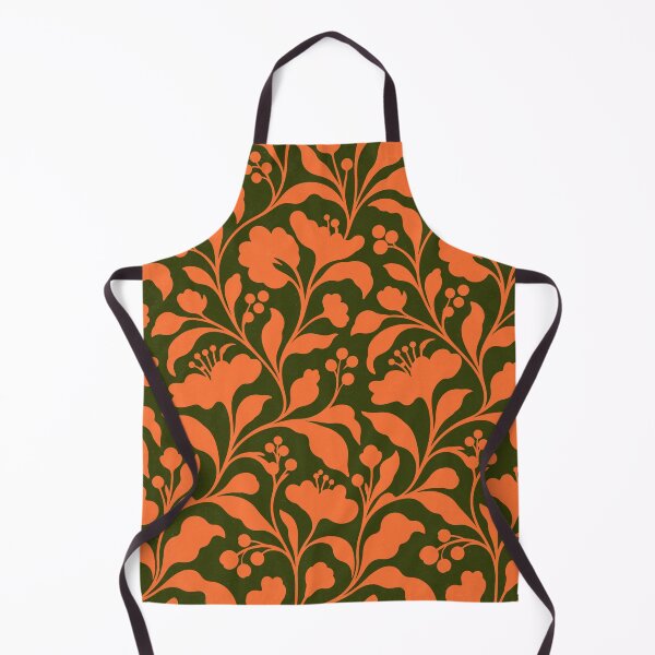 Item preview, 70s Orange Floral Boho Botanical Pattern designed and sold by trajeado14.