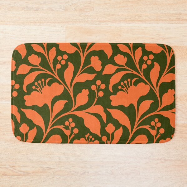 Item preview, 70s Orange Floral Boho Botanical Pattern designed and sold by trajeado14.