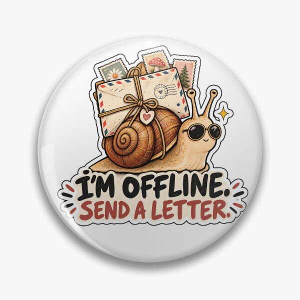 Item preview, I’m Offline Send a Letter Cute Snail Vintage Mail Sticker designed and sold by WildWaveStylez.