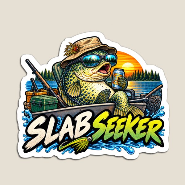 Item preview, Slab Seeker – Funny Crappie Fishing Sticker designed and sold by Dabsky.