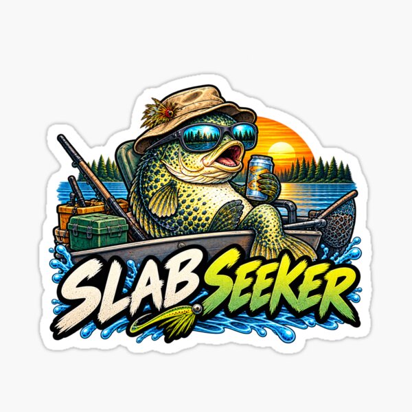 Item preview, Slab Seeker – Funny Crappie Fishing Sticker designed and sold by Dabsky.