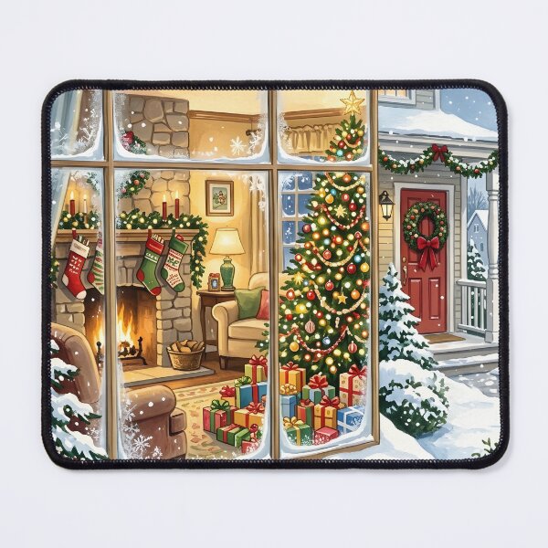 Item preview, Snowy Window View of a Cozy Christmas Home designed and sold by Sybille-Yates.