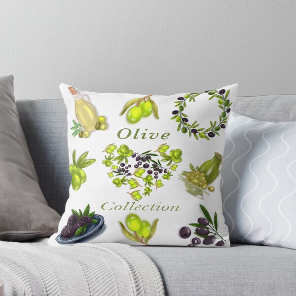 Item preview, illustration-stickers in Mediterranean style: olive oil, olives, olive branch and green flowers designed and sold by artblonska.