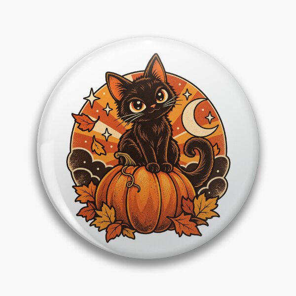 Item preview, Cute Black Cat & Pumpkin – Moonlit Fall Halloween Design designed and sold by Apex Designs.