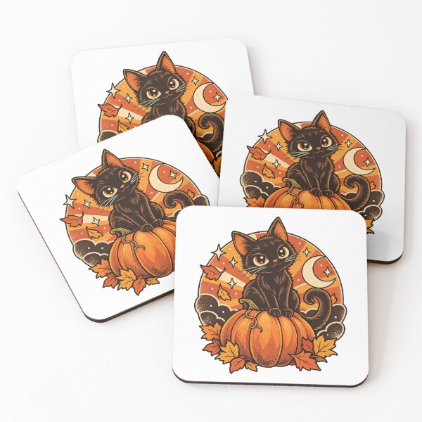 Item preview, Cute Black Cat & Pumpkin – Moonlit Fall Halloween Design designed and sold by Apex Designs.