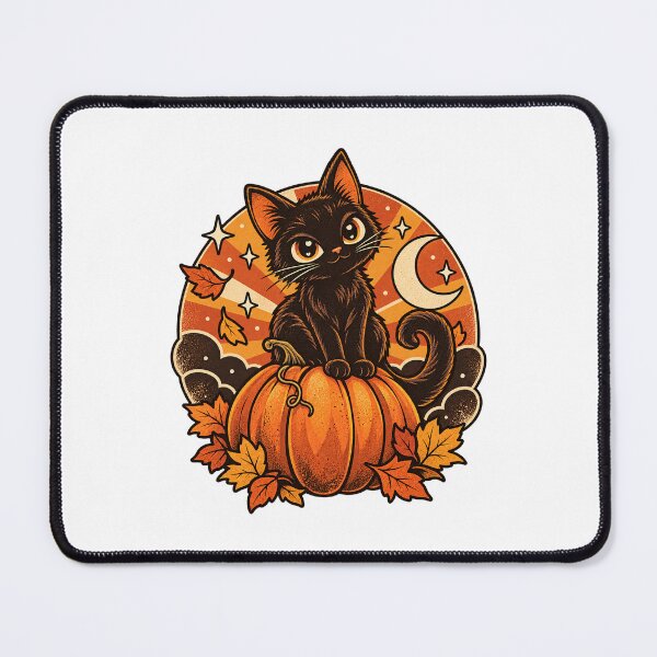 Item preview, Cute Black Cat & Pumpkin – Moonlit Fall Halloween Design designed and sold by Apex Designs.