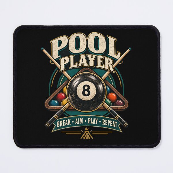 Item preview, Pool Player Break Aim Play Repeat, billiards lover gift designed and sold by MalwasBasket.